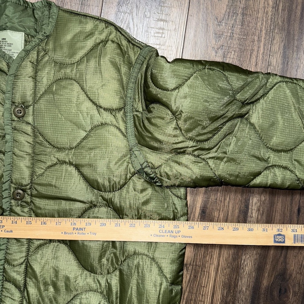 Vintage Military Cold Weather Liner Green Quilted Button Up Men's Size Large - Picture 3 of 5